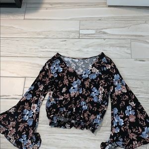 super soft floral shirt that flairs at the wrist
